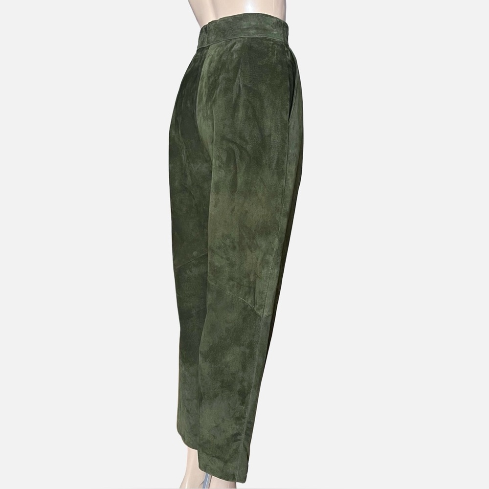 Vintage Danier Olive Suede High-Waist Trousers | Made in Canada | Size 4 - Picture 4 of 11